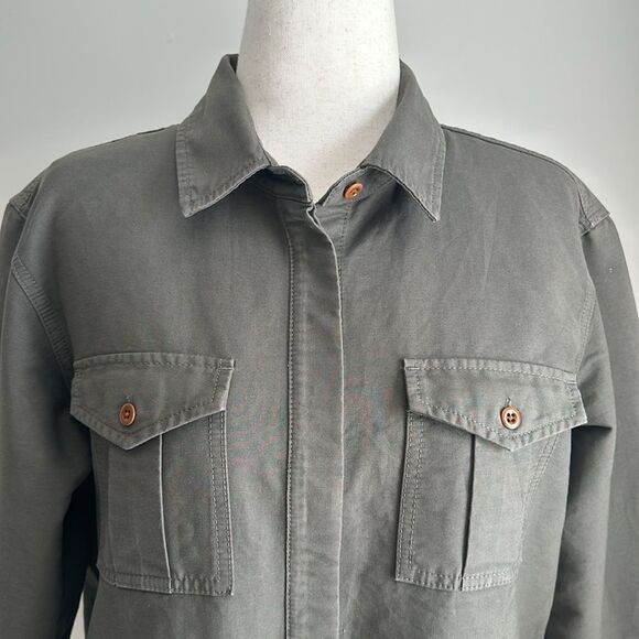 MADEWELL Women’s 100% Cotton Military Cargo Utility Shirt Jacket Green Size L - Picture 3 of 10
